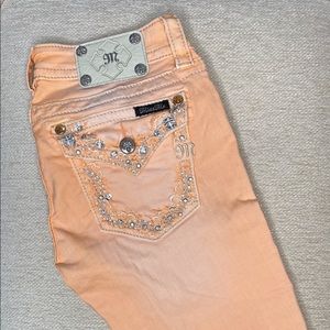 Soft Peach Miss Me Signature Cuffed Capri Jeans, 28